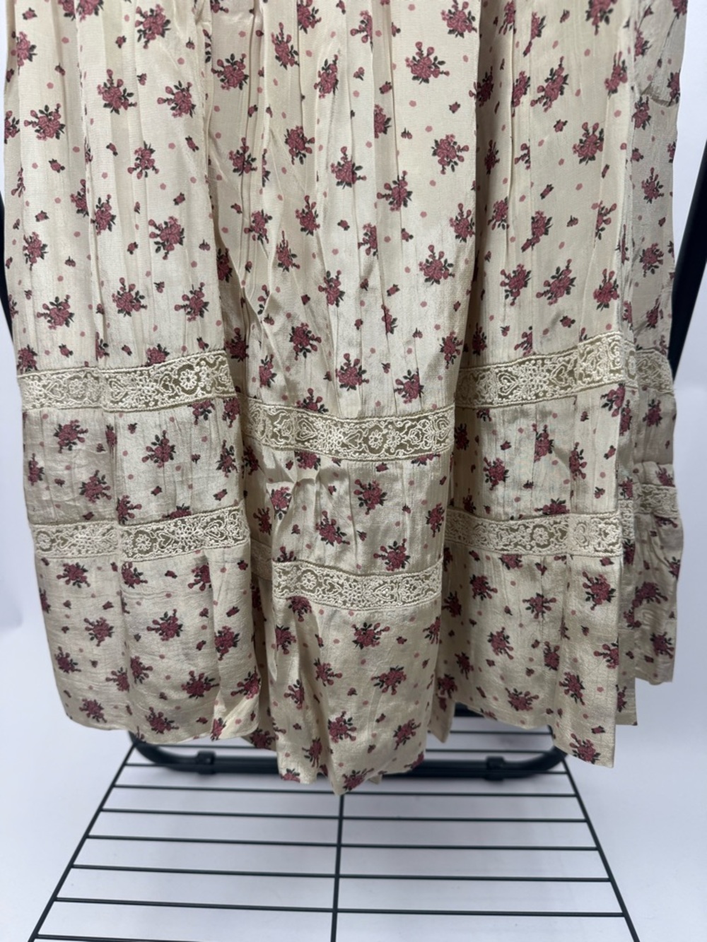 Free People Bali Juniper Midi Dress Floral Smocked Puff Sleeve Size 6 - Picture 7 of 9